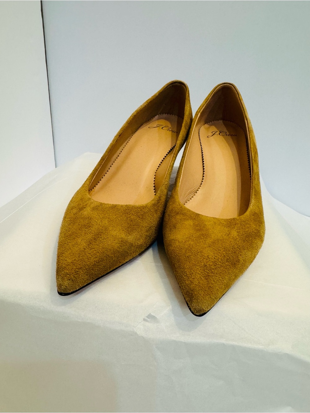 J.Crew Suede Pointed Toe Kitten Heel Pumps Size 5 Blush Nude NWOB